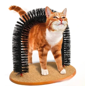 Self Grooming Cat Brush Arch with Scratcher & Catnip – Purrfect Arch Massager