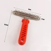  Stainless Steel Double Row Rake Comb with Hand Dog Shedding Tool