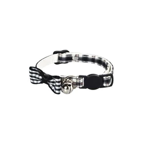 Naomi Classic Caro Cat Collar with Bow & Bell Black and White (YL117399-B)