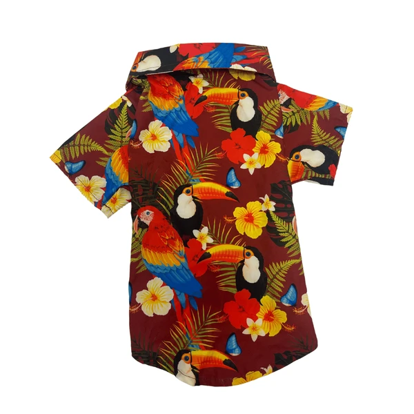 Petmoda Hawaiian Dog Shirt Size 4 - Tropical Parrots