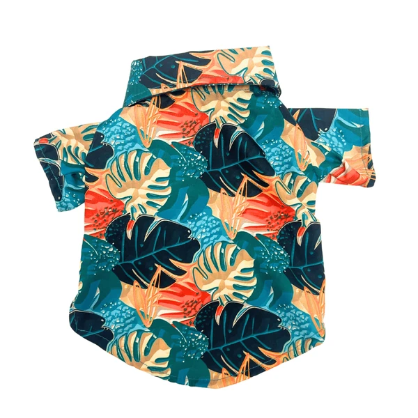 Petmoda Hawaiian Cat Shirt Size 1- Tropical Leaves