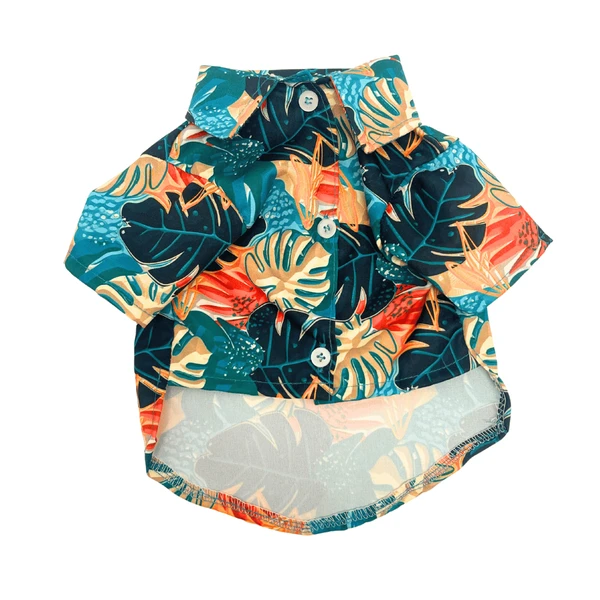 Petmoda Hawaiian Cat Shirt Size 1- Tropical Leaves
