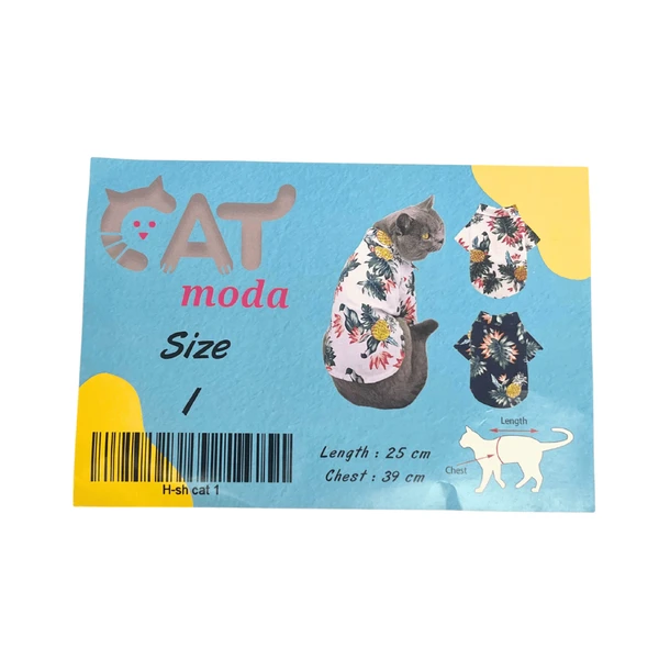 Petmoda Hawaiian Cat Shirt Size 1- Tropical Leaves