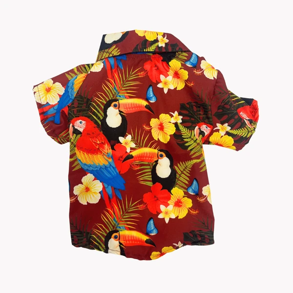 Petmoda Hawaiian Cat Shirt Size 3 - Tropical Parrots