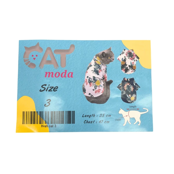 Petmoda Hawaiian Cat Shirt Size 3 - Tropical Parrots