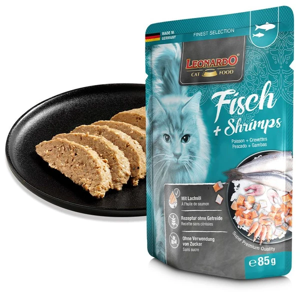 Leonardo Fish + Shrimps Adult Cat Wet Food Pouch 85g
