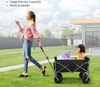 Folding Wagon, Portable with W Heels, 80kg, Pet Transport Wagon, Wide, 360 Wheels, Outdoor & Shopping