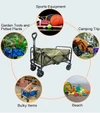 Folding Wagon, Portable with W Heels, 80kg, Pet Transport Wagon, Wide, 360 Wheels, Outdoor & Shopping