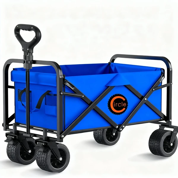 Folding Wagon, Portable with W Heels, 120kg, Pet Transport Wagon, Wide, Big360 Wheels, Outdoor, Beach, Camping & Shopping