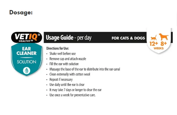 VETIQ® Ear Cleaner Solution for Cats & Dogs 100ml