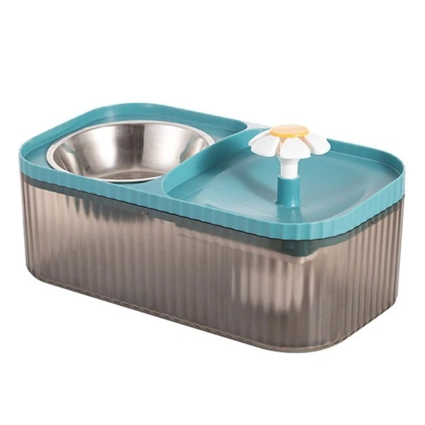 Automatic Flower Cat Water Fountain & Stainless Steel Food Bowl 3L, Ultra Quiet water dispenser with smart pump.