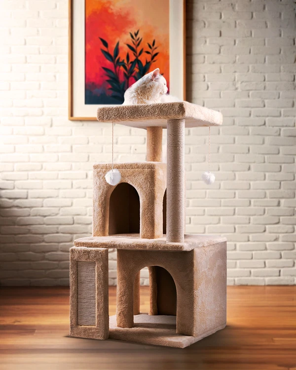 Cat House Compact Tree with Condo, Scratching Posts & Hanging Toy 10025
