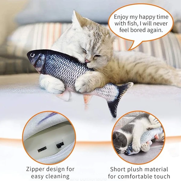 Rechargeable Interactive Flopping Fish Cat Toy – Realistic Moving Plush for Cats and Kittens
