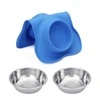 2 Stainless Steel Dog & Cat Bowls with Non-Slip Silicone Mat – Food & Water Feeder for Pets