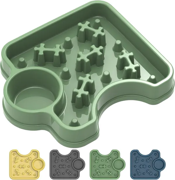 2-in-1 Slow Feeder Dog Bowl with Water Dish – Non-Slip Puzzle Food Bowl for Dogs & Cats