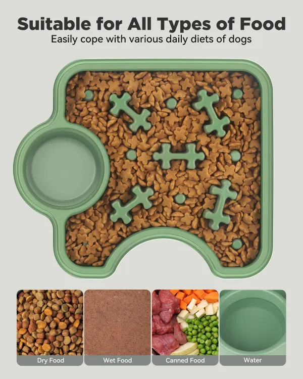 2-in-1 Slow Feeder Dog Bowl with Water Dish – Non-Slip Puzzle Food Bowl for Dogs & Cats