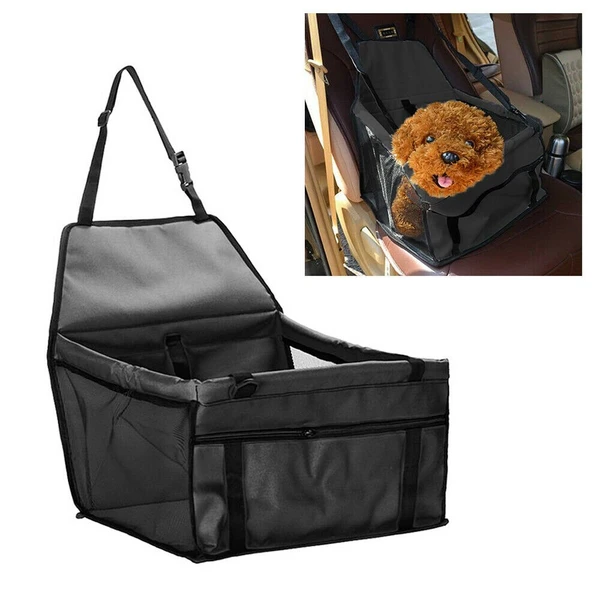 Waterproof Dog Car Booster Seat for Small Pets – Portable Travel Safety Carrier with Storage Pocket & Harness