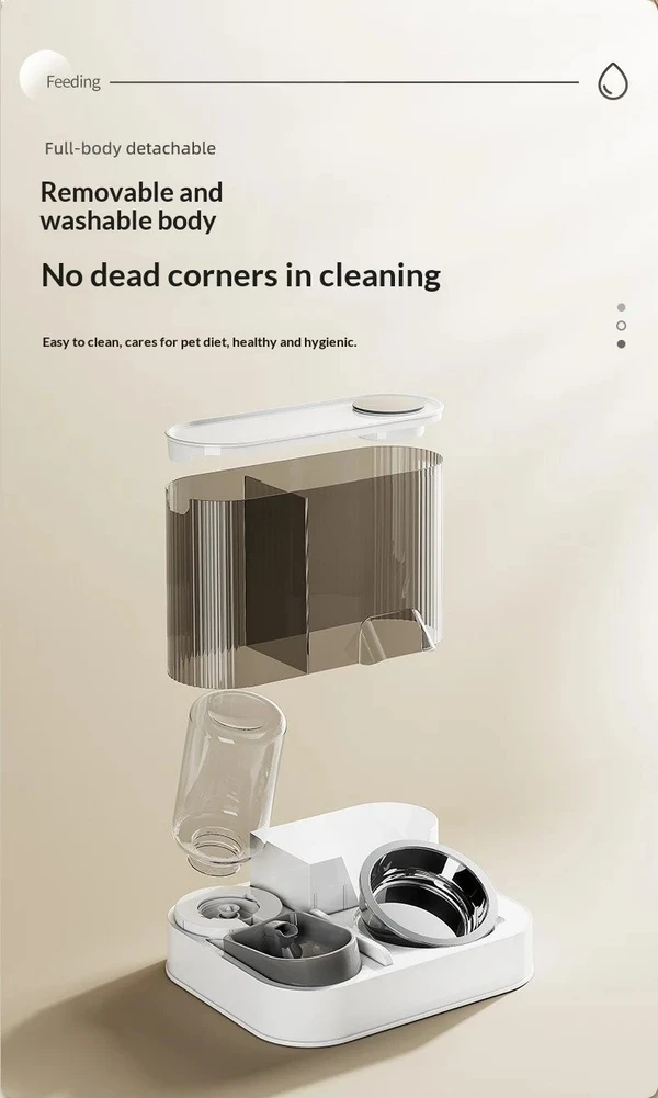 2-in-1 Automatic Pet Feeder with Water Fountain (1.5L) – Cat & Dog Food Dispenser and Water Bowl (White/Grey)