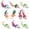 Colorful Cat Toy Mice with Feathers – Interactive Chase & Play Toys for Cats (4 Pcs)