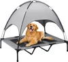 Elevated Dog Bed with Canopy Shade – Outdoor Pet Cot with Breathable Mesh & Waterproof Cover for Cool Summer Comfort