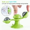 Windmill Rotating Cat Toy with 2 Catnip Balls & Suction Cup – Interactive Spinning Toy & Massager for Indoor Cats - Green