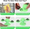 Windmill Rotating Cat Toy with 2 Catnip Balls & Suction Cup – Interactive Spinning Toy & Massager for Indoor Cats - Green