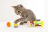 Cat Toy Set – 2 Colorful Soft Balls & 2 Rolling Barrel Toys with Bells for Interactive Play