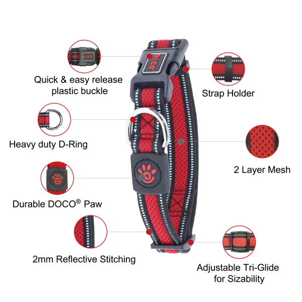 Doco Reflective Stitching Mesh Collar XL (3.8 x 48-71cm )
