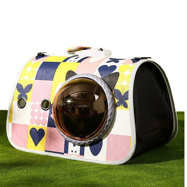Cat Carrier Shoulder Bag with Bubble Window – 40×26×26 cm | Breathable, Foldable Travel Carrier for Cats & Small Dogs