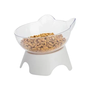 Cat Ear Transparent Bowl Orthopedic Anti-Vomiting Cat Feeder – Single Raised Tilted Bowl | Non-Slip BPA-Free Food & Water Bowl
