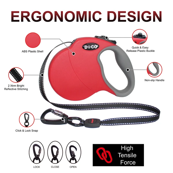  Doco All Day Adventure Retractable Dog Leash Small