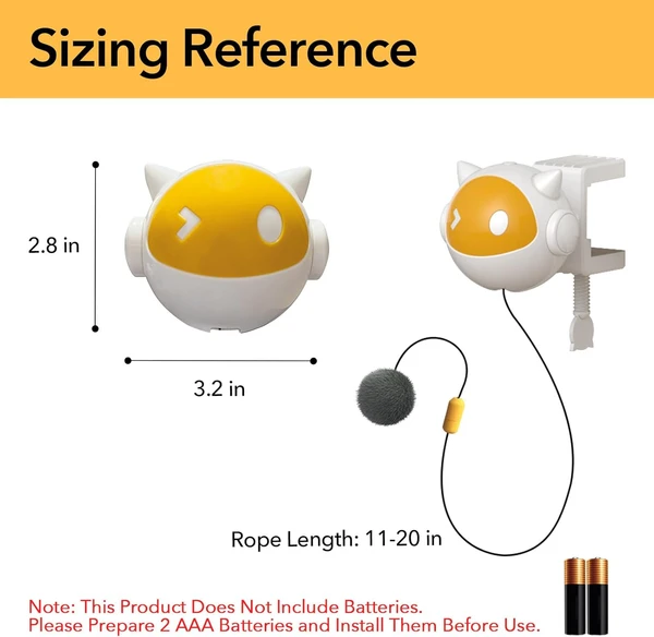 Automatic Interactive Cat Toy with Fluffy Ball – Rising & Falling Motion Teaser for Indoor Cats | Battery Operated, No-Drill Installation