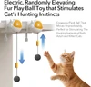 Automatic Interactive Cat Toy with Fluffy Ball – Rising & Falling Motion Teaser for Indoor Cats | Battery Operated, No-Drill Installation