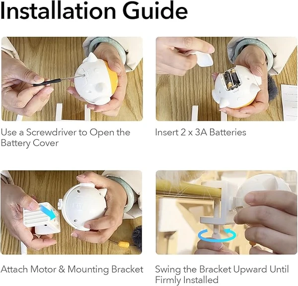 Automatic Interactive Cat Toy with Fluffy Ball – Rising & Falling Motion Teaser for Indoor Cats | Battery Operated, No-Drill Installation