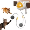 Automatic Interactive Cat Toy with Fluffy Ball – Rising & Falling Motion Teaser for Indoor Cats | Battery Operated, No-Drill Installation