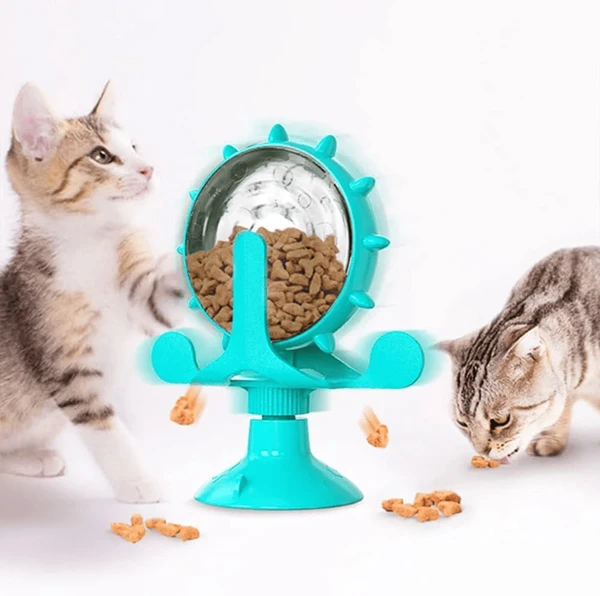 Interactive Pet Treat Wheel Toy – 360° Spinning Windmill Feeder with Suction Base | Fun, Stress-Relief & Exercise Toy for Dogs and Cats