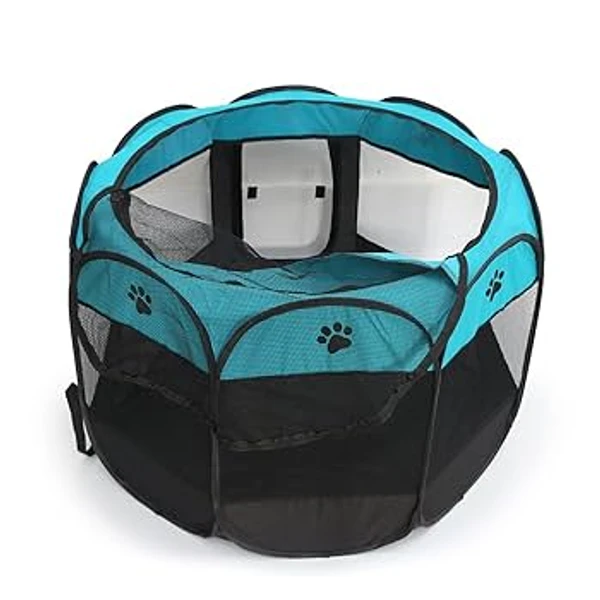 Foldable Pet Playpen – Portable Oxford Cloth Pet Tent for Dogs, Cats & Puppies | Breathable Mesh, Zipper Top & Easy Carry Design (65×65×43 cm)