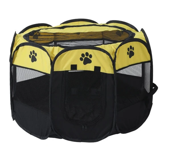 Foldable Pet Playpen – Portable Oxford Cloth Pet Tent for Dogs, Cats & Puppies | Breathable Mesh, Zipper Top & Easy Carry Design (65×65×43 cm)