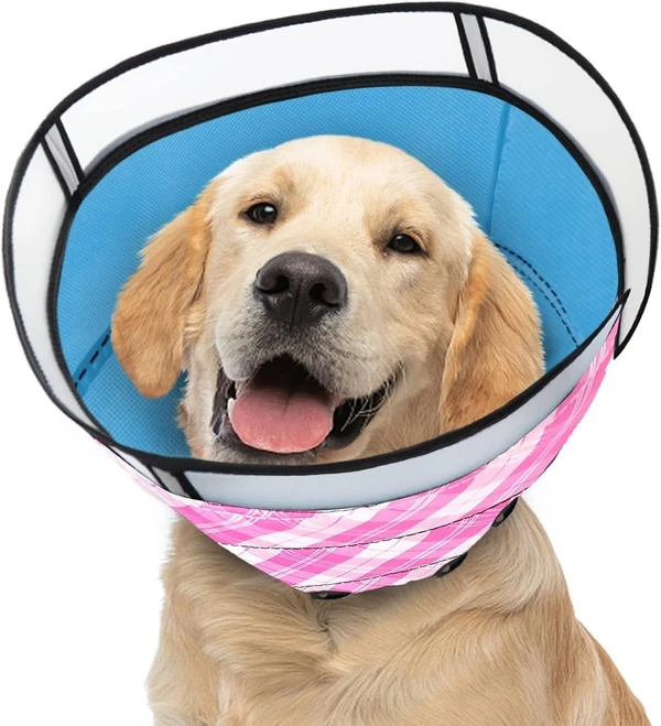 INKZOO Soft Dog Cone Collar After Surgery – Adjustable Pet Recovery Collar for Large Dogs, Anti-Lick & Wound Protection - Size Large