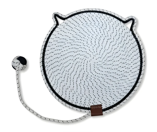 Cat Face Scratching Mat with Hanging Toy Ball – 2-in-1 Wall & Floor Scratch Pad | Cotton Rope Cat Scratcher & Bed for Healthy Claws