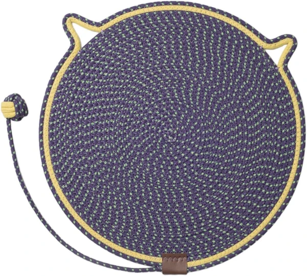 Cat Face Scratching Mat with Hanging Toy Ball – 2-in-1 Wall & Floor Scratch Pad | Cotton Rope Cat Scratcher & Bed for Healthy Claws