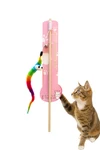 Interactive Cat Wand with Plush Colorful Worm & Bell – Fun Feather Teaser Toy for Active Cats and Kittens