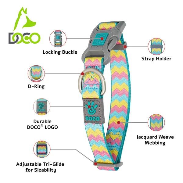 Doco Jacquard Weave Dog Collar Large (2.5 x 45-68cm)