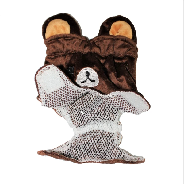 Bear Design Reusable Pet Diaper for  XSmall Dogs & Cats – Washable Soft Female Pants with Adjustable Fit -  XSmall (Brown)