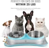 DOKIPETTY Premium Stainless Steel Double Pet Bowl Set – 2-in-1 Food & Water Feeder for Cats and Dogs | Non-Slip Feeding Station - Blue