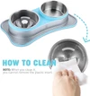 DOKIPETTY Premium Stainless Steel Double Pet Bowl Set – 2-in-1 Food & Water Feeder for Cats and Dogs | Non-Slip Feeding Station - Blue