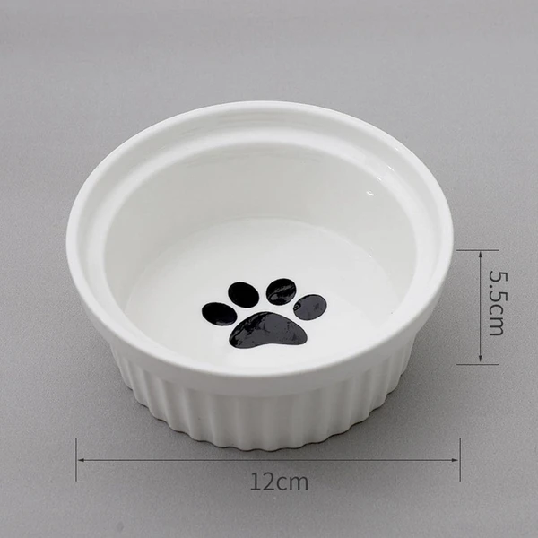 Elevated Ceramic Cat Bowls with Metal Stand – Tilted Anti-Vomiting Raised Food & Water Bowls for Cats and Small Dogs