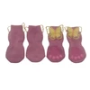 Anti-Slip Pet Socks with Butterfly Design - 4 Pcs Set for Medium & Large Dogs - Pink (L:10.5cm, W:5cm)