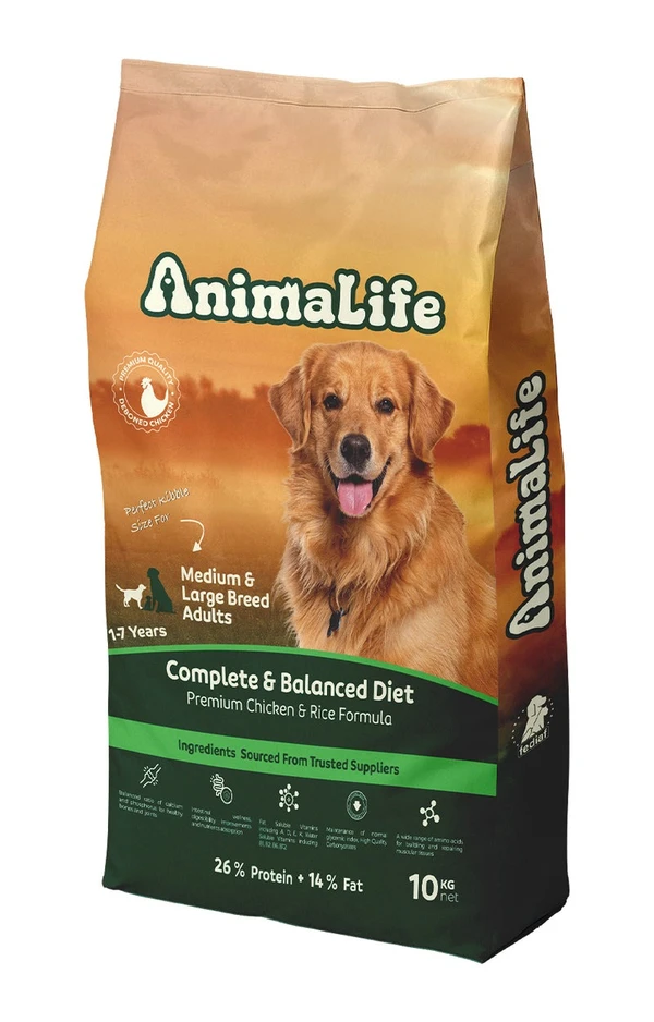 AnimaLife Medium & Large Breed Adults (1-7 Years) Dry Dog Food with Chicken & Rice