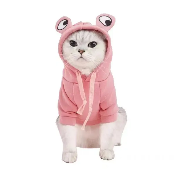 Frog Design Pet Hoodie – Warm Fleece Winter Sweatshirt for Cats & Small Dogs